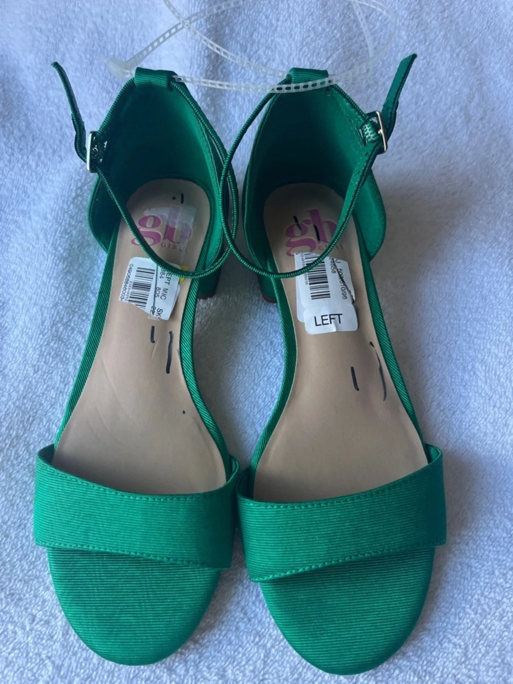 GB girls Green Ankle-Strap Block Heel Sandals